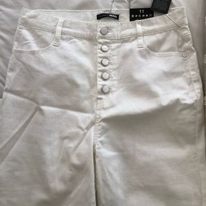 White high waisted flare jeans